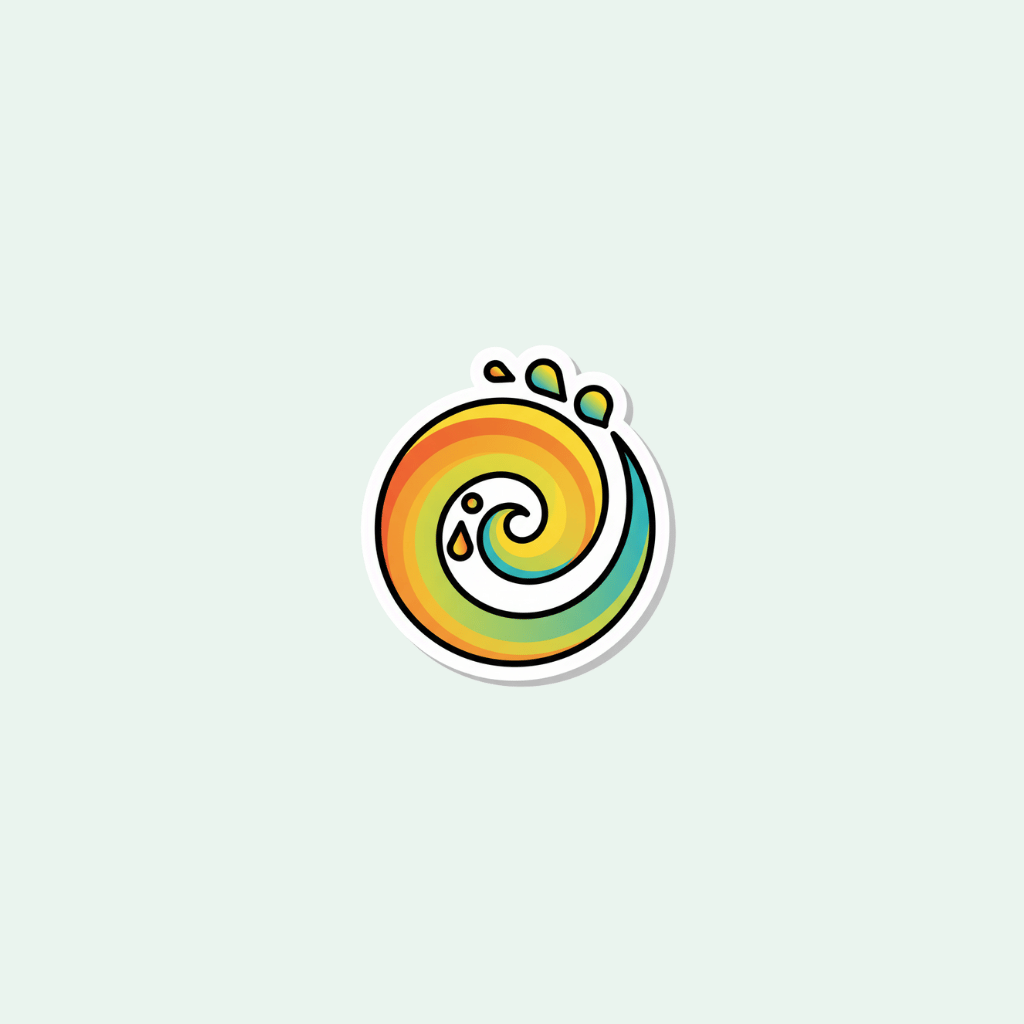 Colorful circular design with a swirl on a light gray background