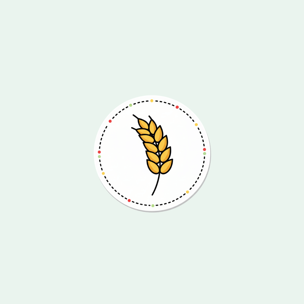 Sticker with a yellow wheat ear design on a light gray background