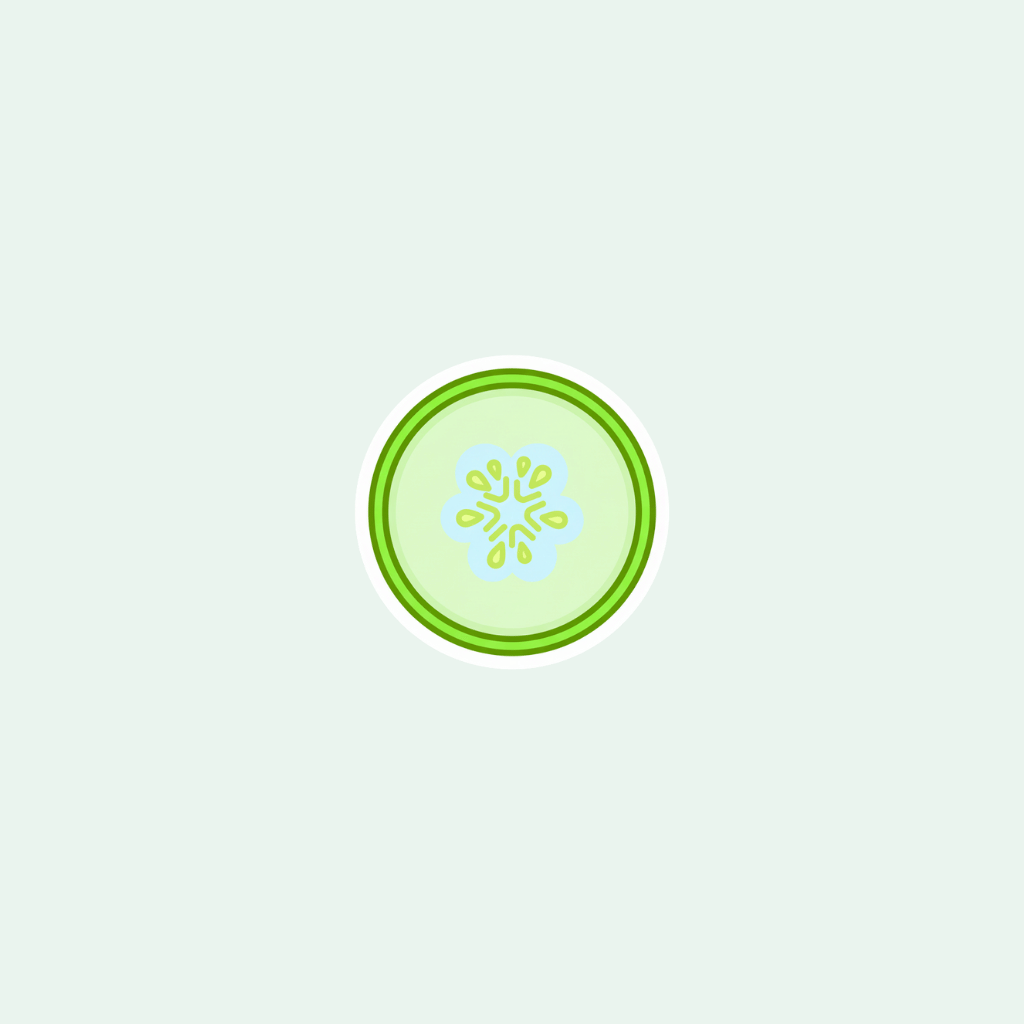 Cucumber slice icon with a light green background