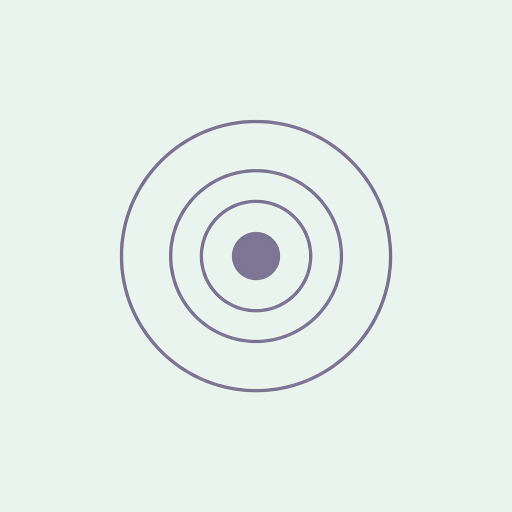 Circular target design with concentric rings on a light purple background