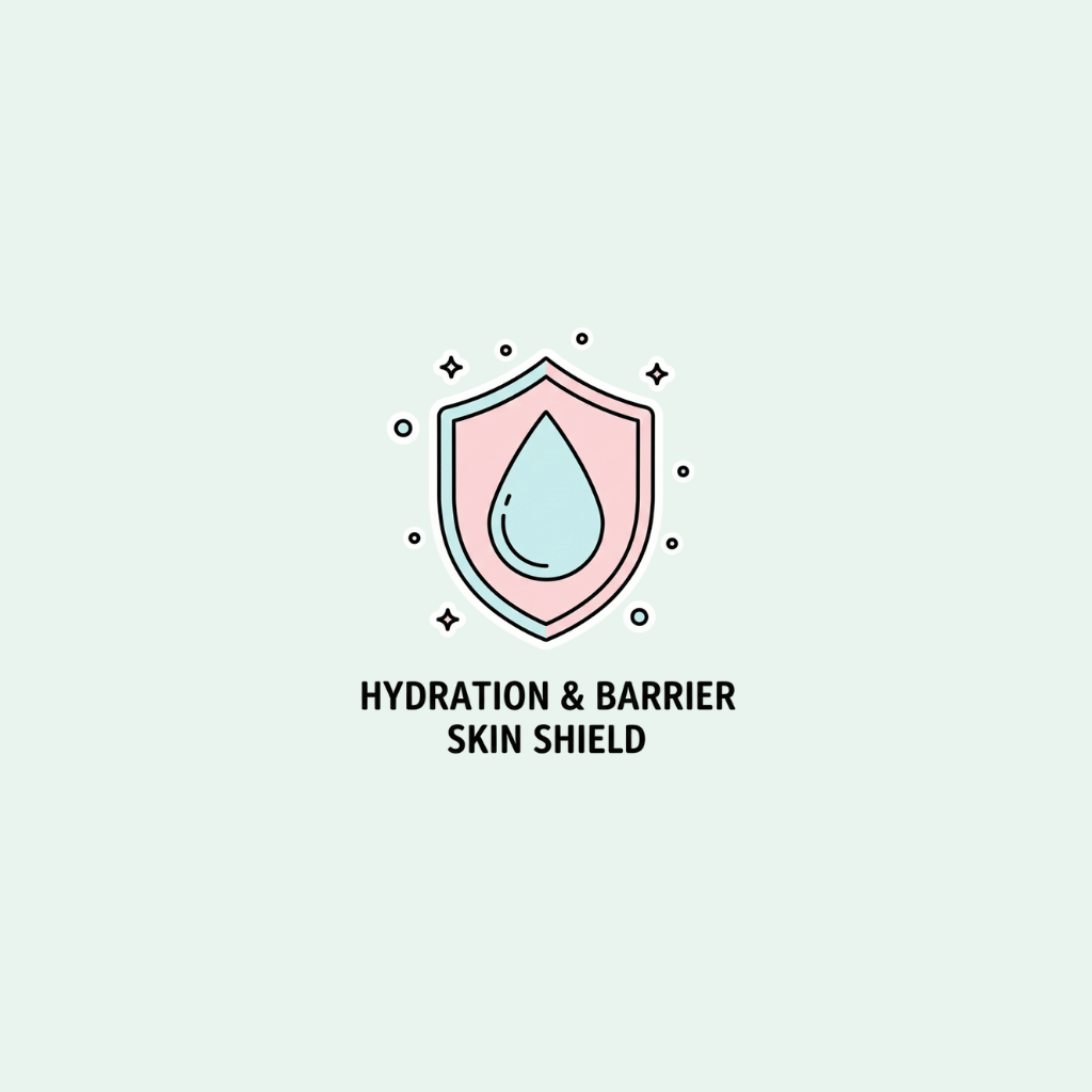 Logo of a hydration and barrier skin shield on a light gray background