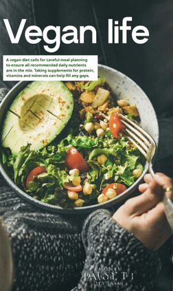 Person holding a bowl of salad with a focus on vegan life and nutrition.
